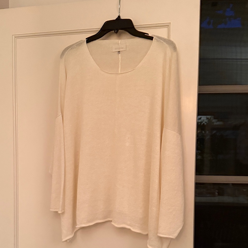eskandar Cream Open-Knit Lightweight Sweater